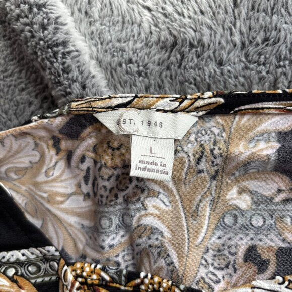 Cato Womens Top Large Equestrian Print Textured Stretch Old Money Floral 17814 - Picture 3 of 9